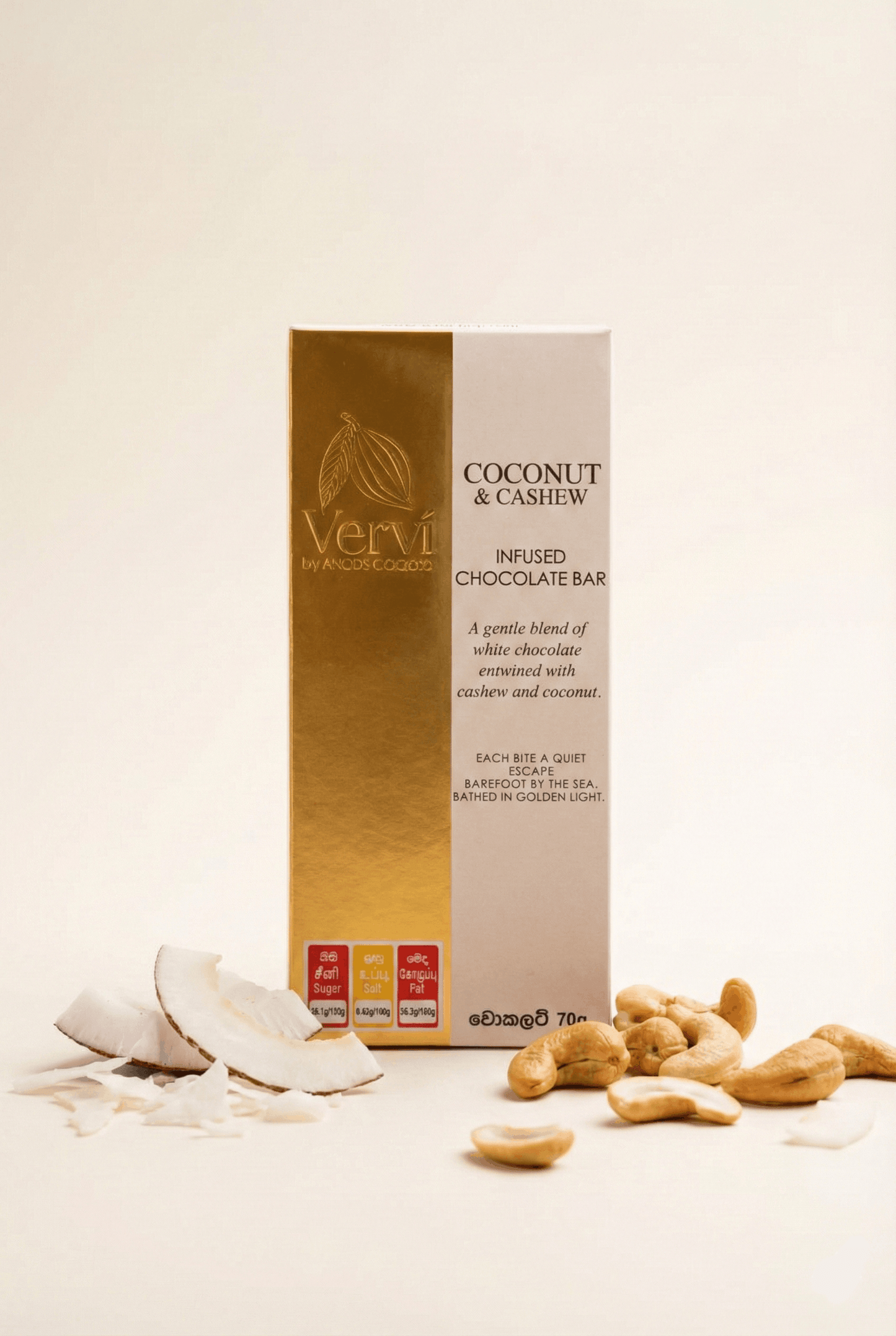 Vervi Coconut & Cashew infused Chocolate Bar