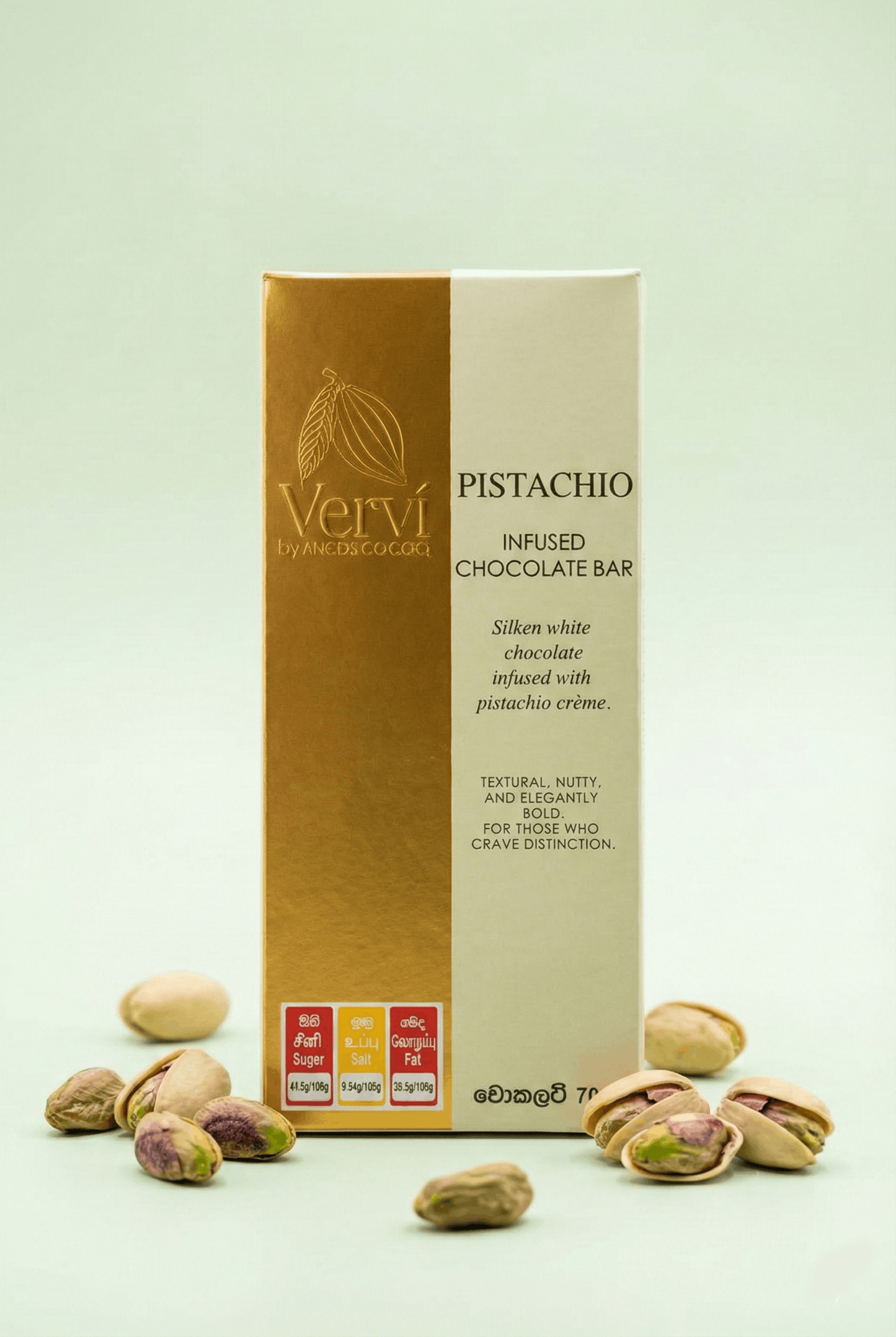 Vervi Pistachio infused Chocolate Bar