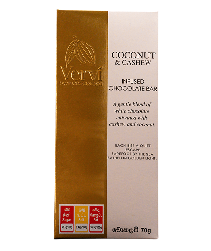 Vervi Coconut & Cashew infused Chocolate Bar