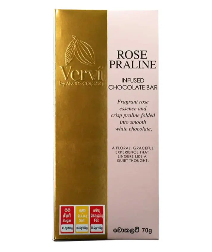 Vervi Rose Praline infused Chocolate Bar